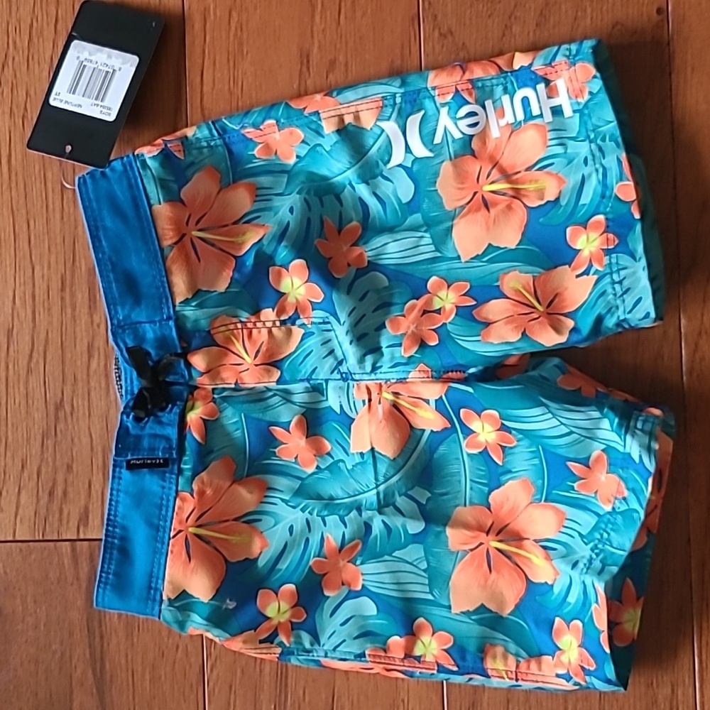 Hurley boys board shorts blue floral 3T